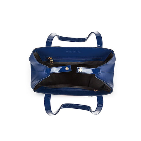 The Lorikeet Saffiano Leather Handbag in Navy/Orange