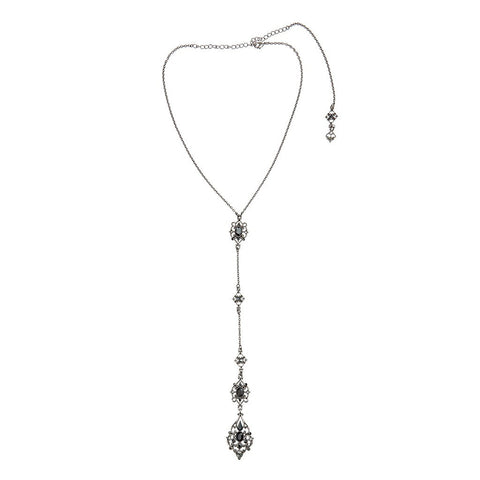 Victorian Lariat Necklace in Hematite
