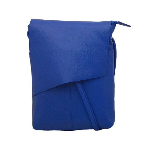 Leather Rawhide Flap Crossbody Bag in Cobalt