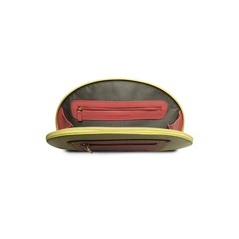 Hoopoe Saffiano Leather Clutch in Yellow/Red