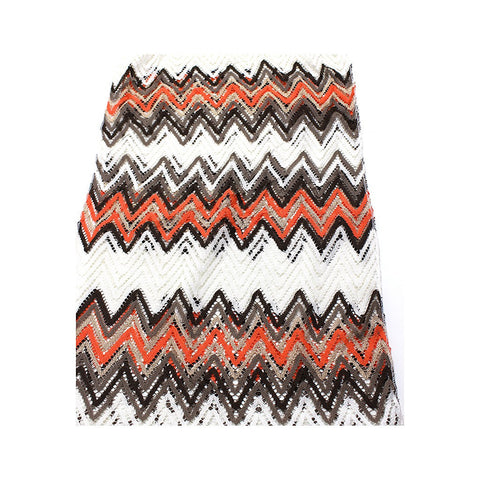 Brown & Coral Multi Zig Zag Infinity Scarf