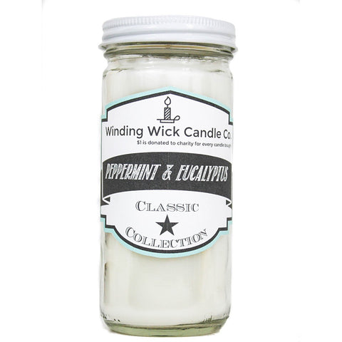 Peppermint & Eucalyptus Scented Candle 8oz.