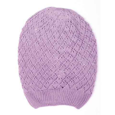 Diamond Crochet Lightweight Beanie Hat in Lavender