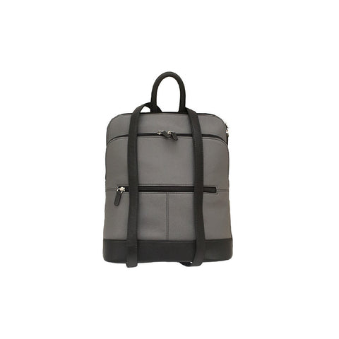 Leather Backpack in Grey/Black Combo