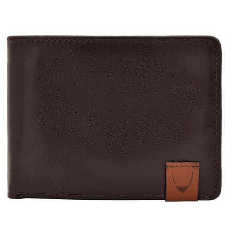 Dylan Slim Thin Simple Leather Bifold Wallet in Brown