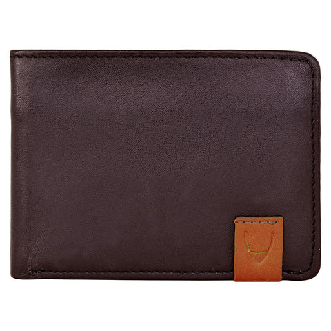 Dylan Compact Thin Trifold Leather Wallet with Multiple Compartments and Coin Pocket in Brown