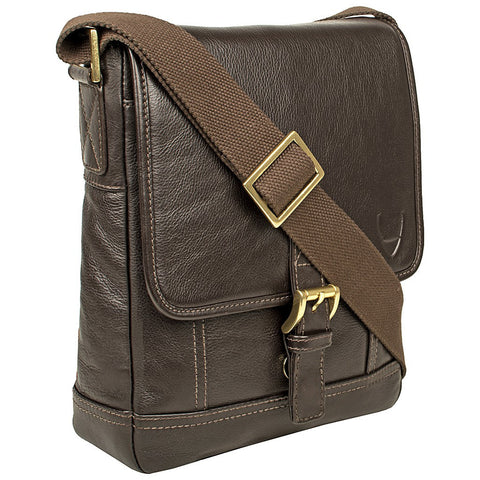Hunter Small Leather Crossbody Messenger in Brown