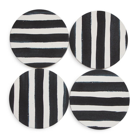 Classic Black & White Stripe Absorbent Ceramic Coasters