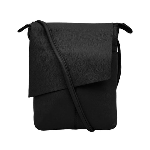 Leather Rawhide Flap Crossbody Bag in Black