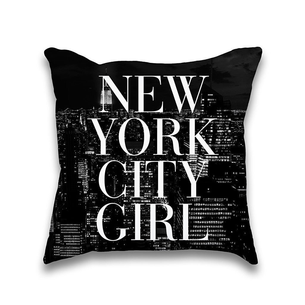 New York City Girl NYC Skyline Print Throw Pillow