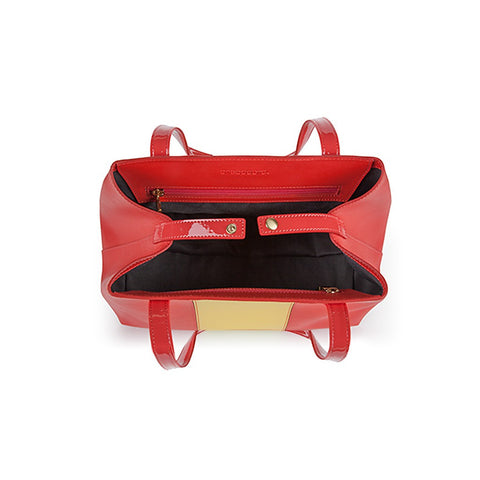 The Lorikeet Saffiano Leather Handbag in Red/Yellow