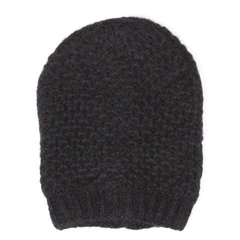 Ringlet Textured Slouchy Beanie in Black