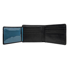 Angle Stitch Leather Multi-Compartment Leather Wallet in Black