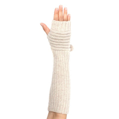Wool Blend Long Arm Warmer Gloves Pom Pom