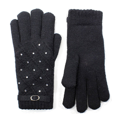 Rhinestone Studded Gloves Lined