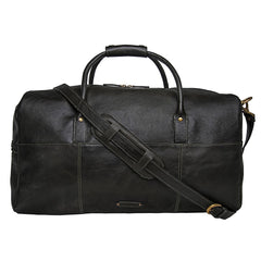Charles Leather Cabin Travel Duffle Weekend Bag in Black