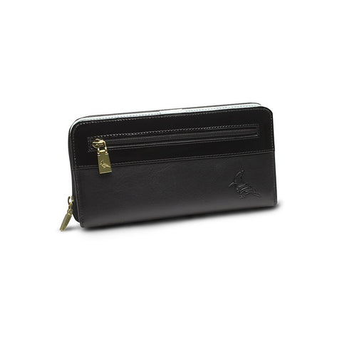 The Robin Black Leather Zip Wallet