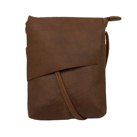 Leather Rawhide Flap Crossbody Bag in Toffee