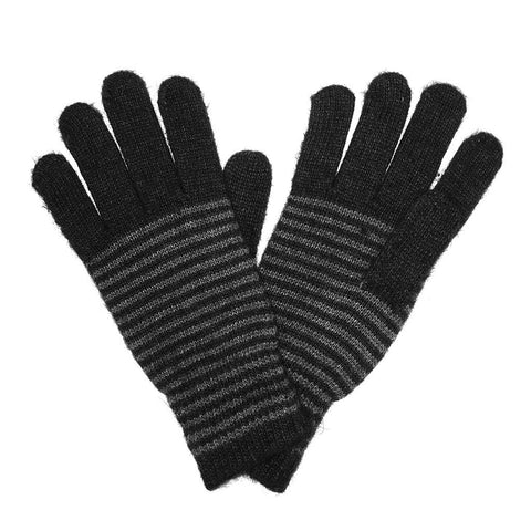 Striped Angora & Wool Blend Gloves