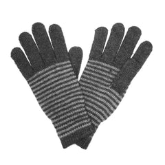Striped Angora & Wool Blend Gloves
