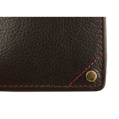 Angle Stitch Leather Slim Bifold Wallet in Brown