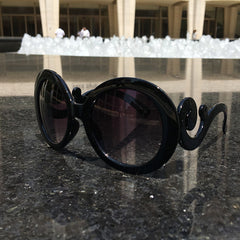 Oversize Round Sunglasses with Swirly Temples