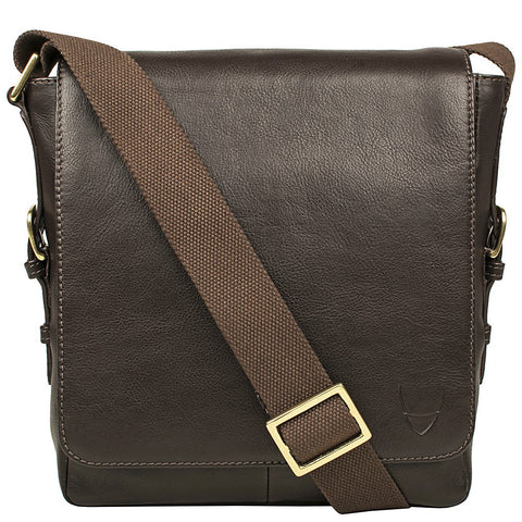 William Vertical Leather Messenger in Brown