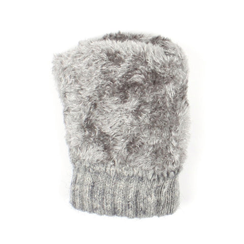 Fleece Lined Lace Knit Winter Gloves in Gray