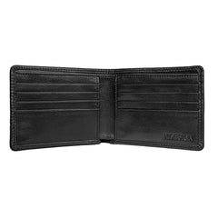 Angle Stitch Leather Slim Bifold Wallet in Black