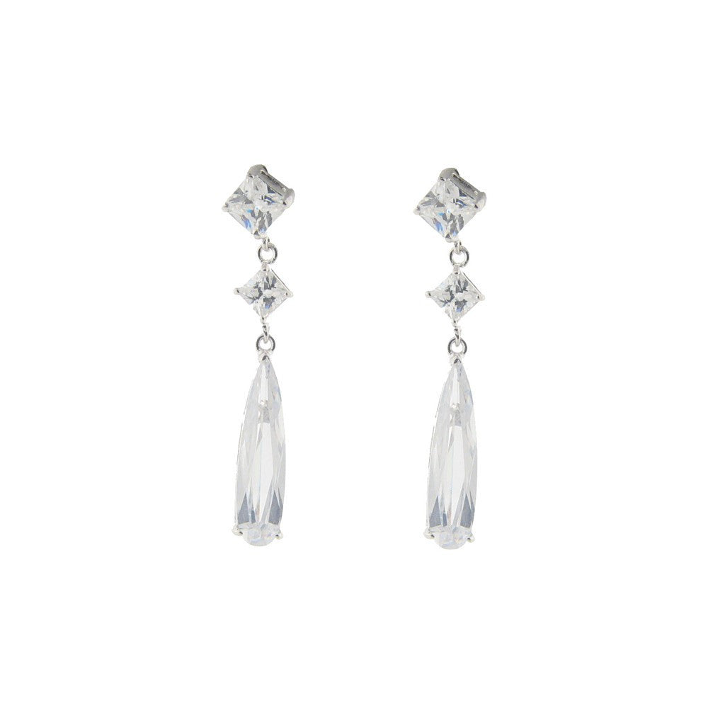 Bridal Baguette Earrings in Sterling Silver