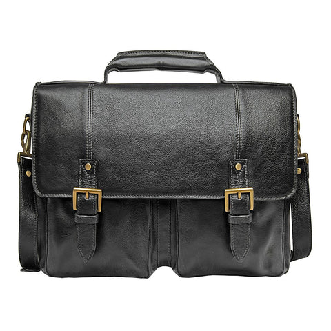 Charles Leather 17" Laptop Compatible Briefcase