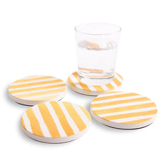 Bright Gold Stripe Absorbent Ceramic Coasters