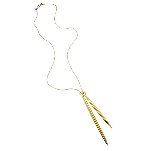 Double Spike Gold Necklace