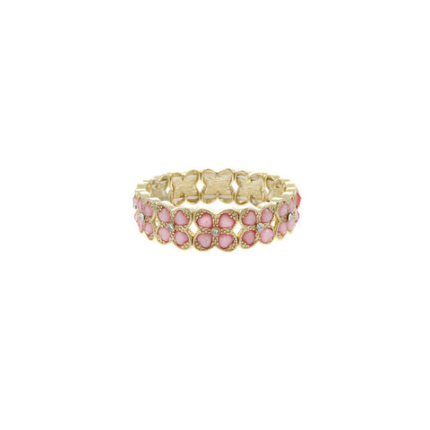 Pink Clover Crystal Stretch Bracelet