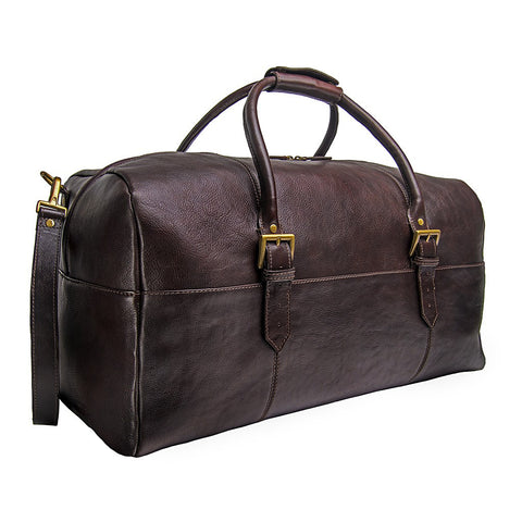Charles Leather Cabin Travel Duffle Weekend Bag in Brown