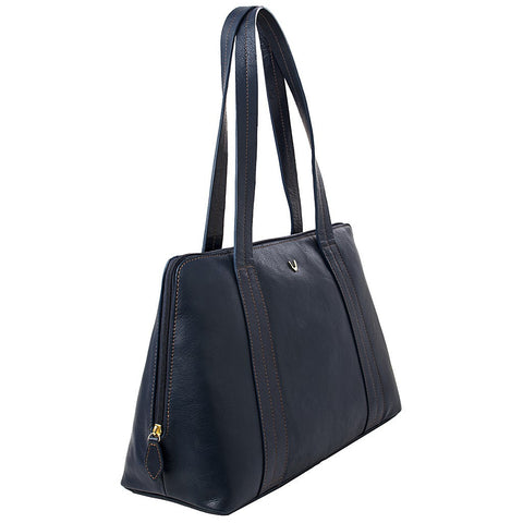 Cerys Leather Multi-Compartment Tote in Blue