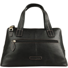 Cerys Leather Satchel in Black