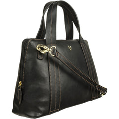 Cerys Leather Satchel in Black