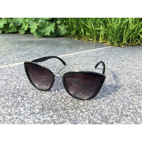 Oversize Cateye Sunglasses with Metal Accents
