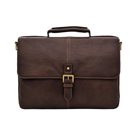 Charles Leather 15" Laptop Compatible Briefcase Work Bag