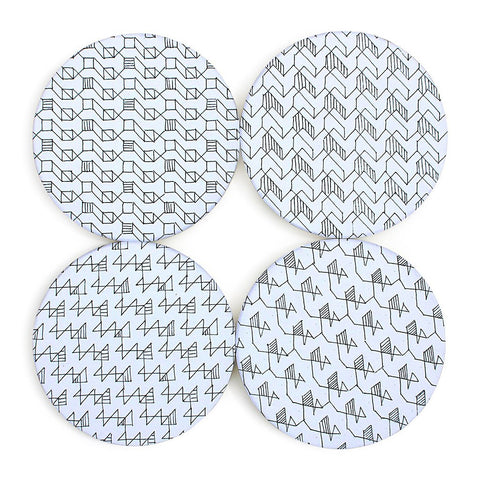 Fun Black & White Doodle Absorbent Ceramic Coasters