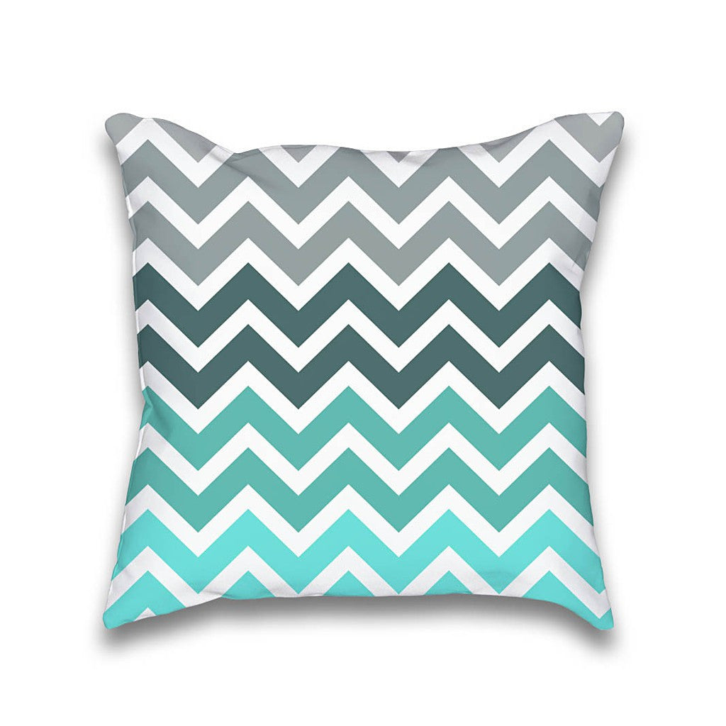 Tiffany Turquoise Grey Fade Chevron Pattern Throw Pillow