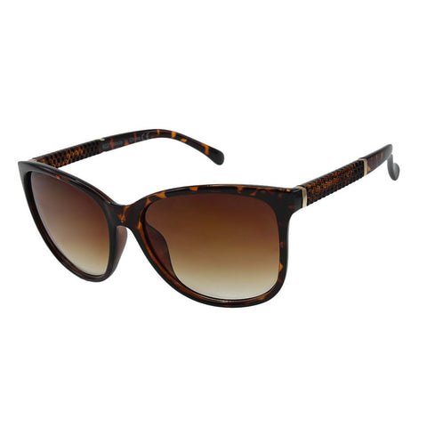 Oversize Sunglasses with Metal Accents and Textured Temples