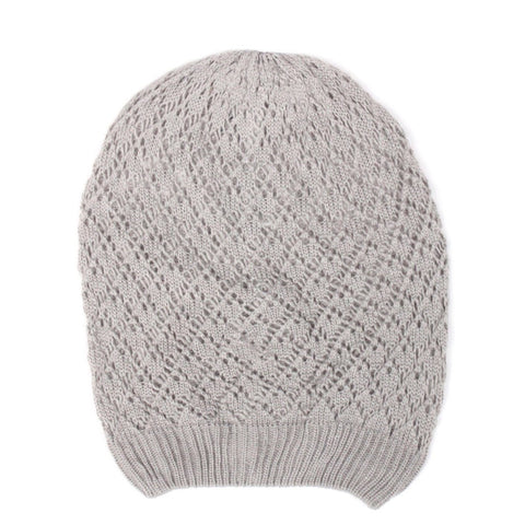 Diamond Crochet Lightweight Beanie Hat in Gray