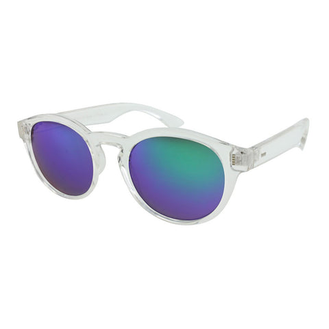 Clear Frame Sunglasses with Color Mirror Lenses
