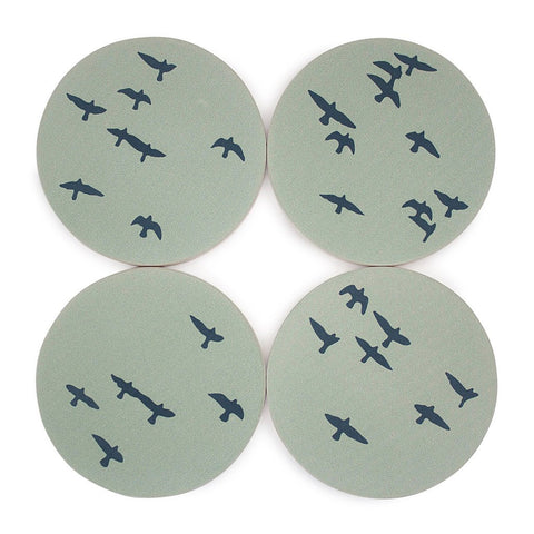 Contemporary Bird Design Absorbent Ceramic Coasters