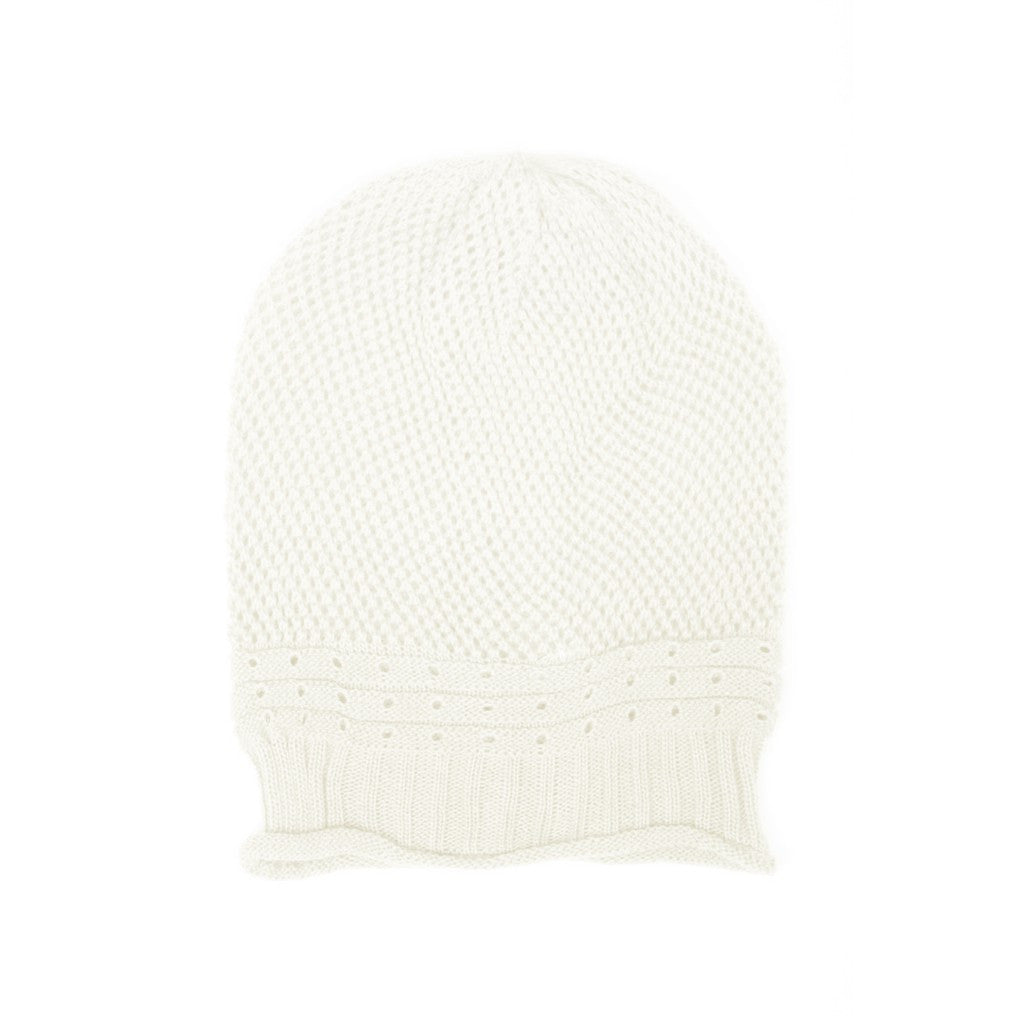Net Crochet Lightweight Beanie Hat in White