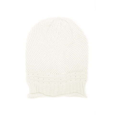 Net Crochet Lightweight Beanie Hat in White