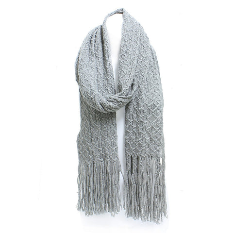 Winter Honeycomb Rectangle Scarf with Fringe
