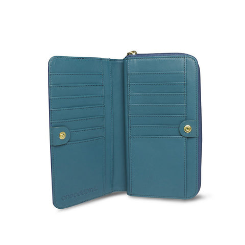 The Robin Blue Leather Zip Wallet